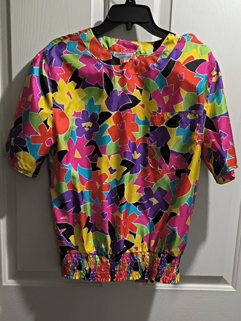 Colorful Floral Elastic-Hem Blouse in Multi by Unknown Brand - Picture 1 of 2